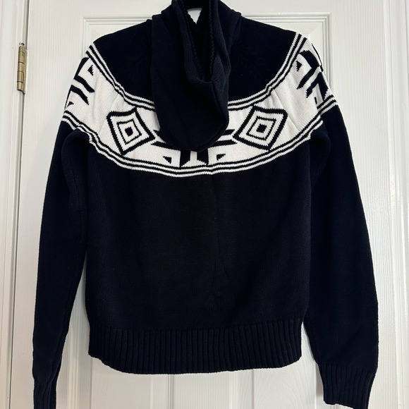 Normal Brand Fair Isle Surplice Hoodie Black White Sweater Cotton Women's Med - Picture 6 of 9